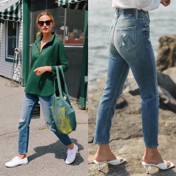 Mother Superior High Waisted Rider Ankle Straight Leg Jeans Far Beyond The Sky - Picture 10 of 11